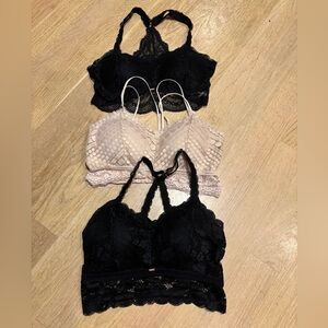 Elegant Lace Bralette Set - Black and Cream